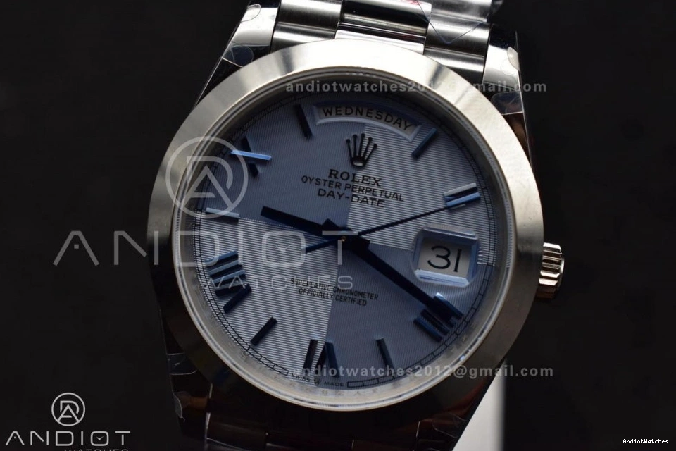 Trendsetting On 703 Weighted GMF Dial Steel 904L 40 Tungsten Blue A3255 V Markers DayDate President Bracelet Roman 1120